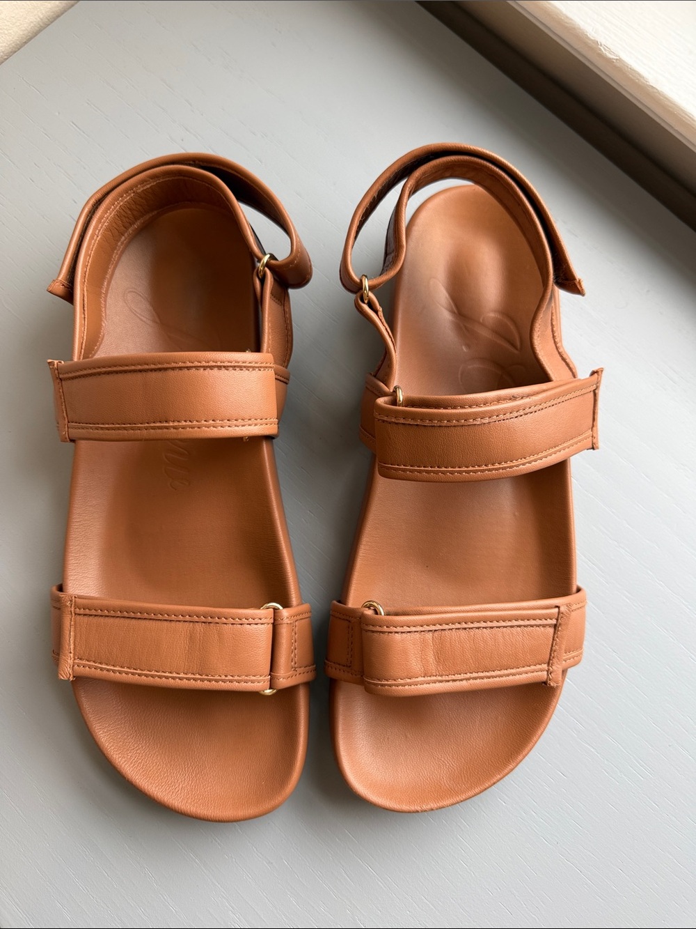 Women's J.Crew Tan Leather Sandals - Comfortable Strappy Design, sz 10